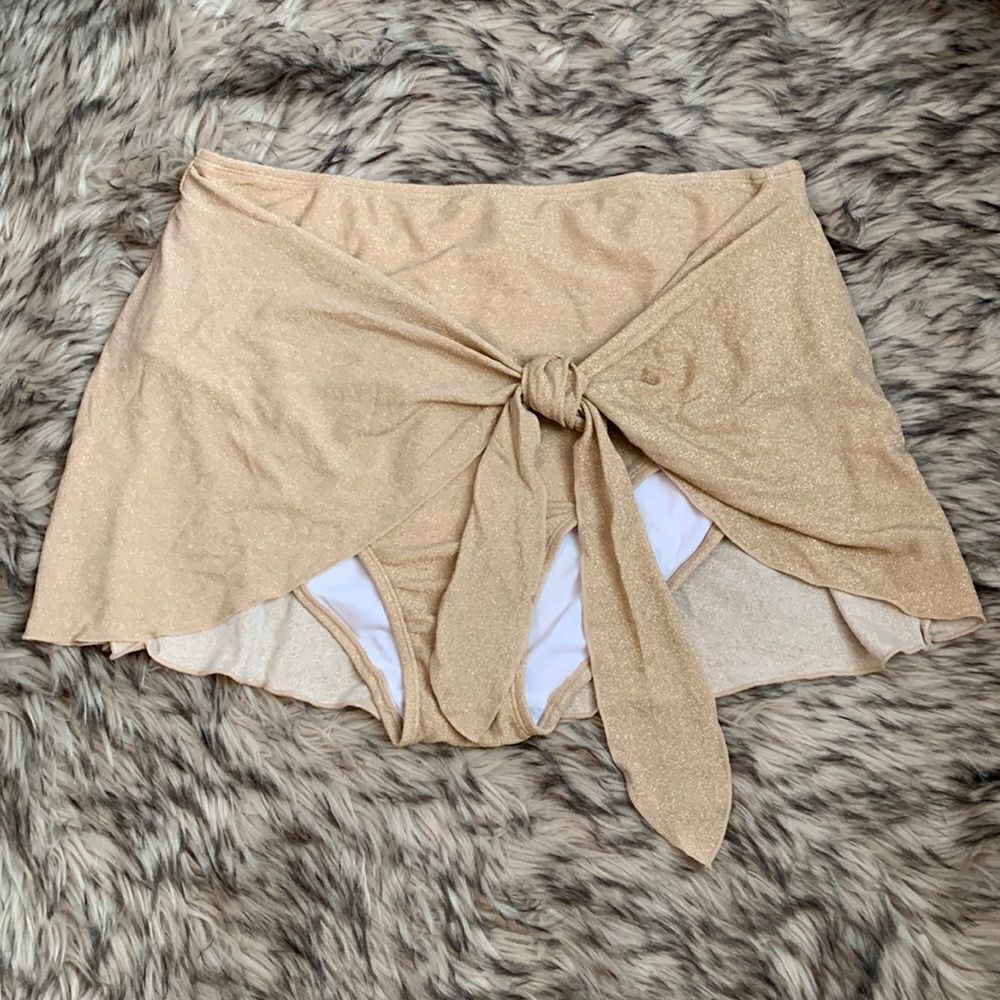 Plus size Swimwear Swim Bottoms Skirt 2X cover up wrap Gold